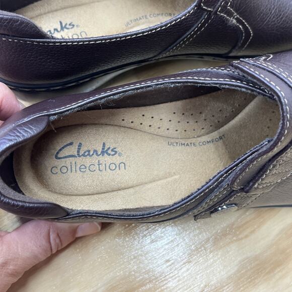 Clarks Cora Poppy Womens Loafers Brown Leather Casual Slip On Flat Shoes Size 8M - Picture 7 of 11